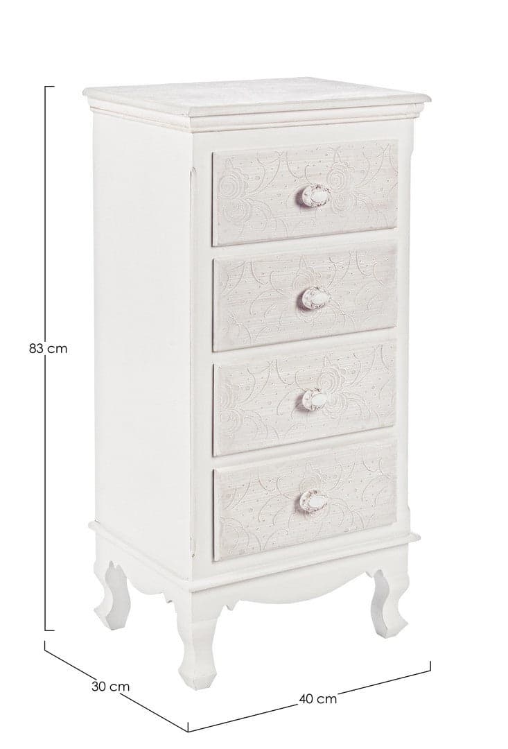 Cassettiera "Clorine" per interno, con 4 Cassetti, 45 x 34.5 x 87.5 cm in Cassettiere Decor Space - Altamura, commercioVirtuoso.it