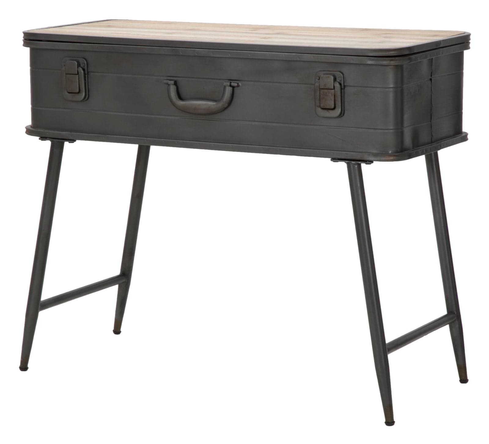 Panca in ferro e legno con contenitore color grigio per interni in Panche contenitore Decor Space - Altamura, commercioVirtuoso.it