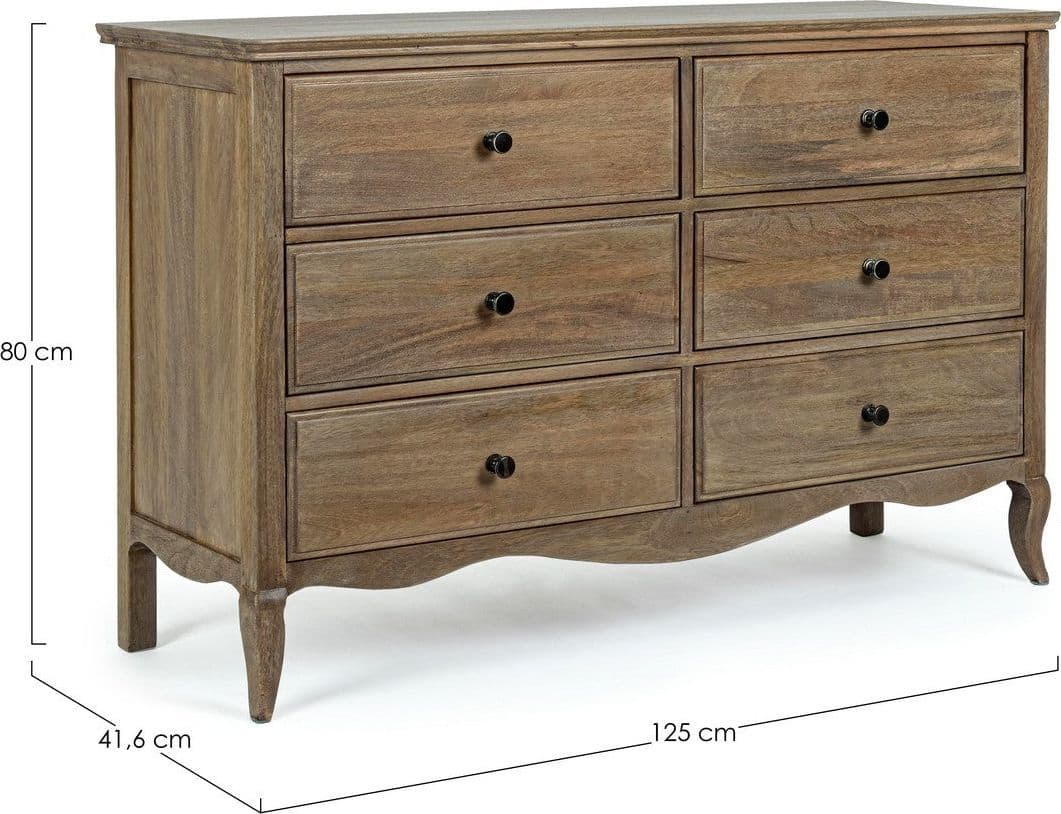 Cassettiera "Domitille" per interno, con 6 Cassetti, 132 x 48 x 86 cm in Cassettiere Decor Space - Altamura, commercioVirtuoso.it
