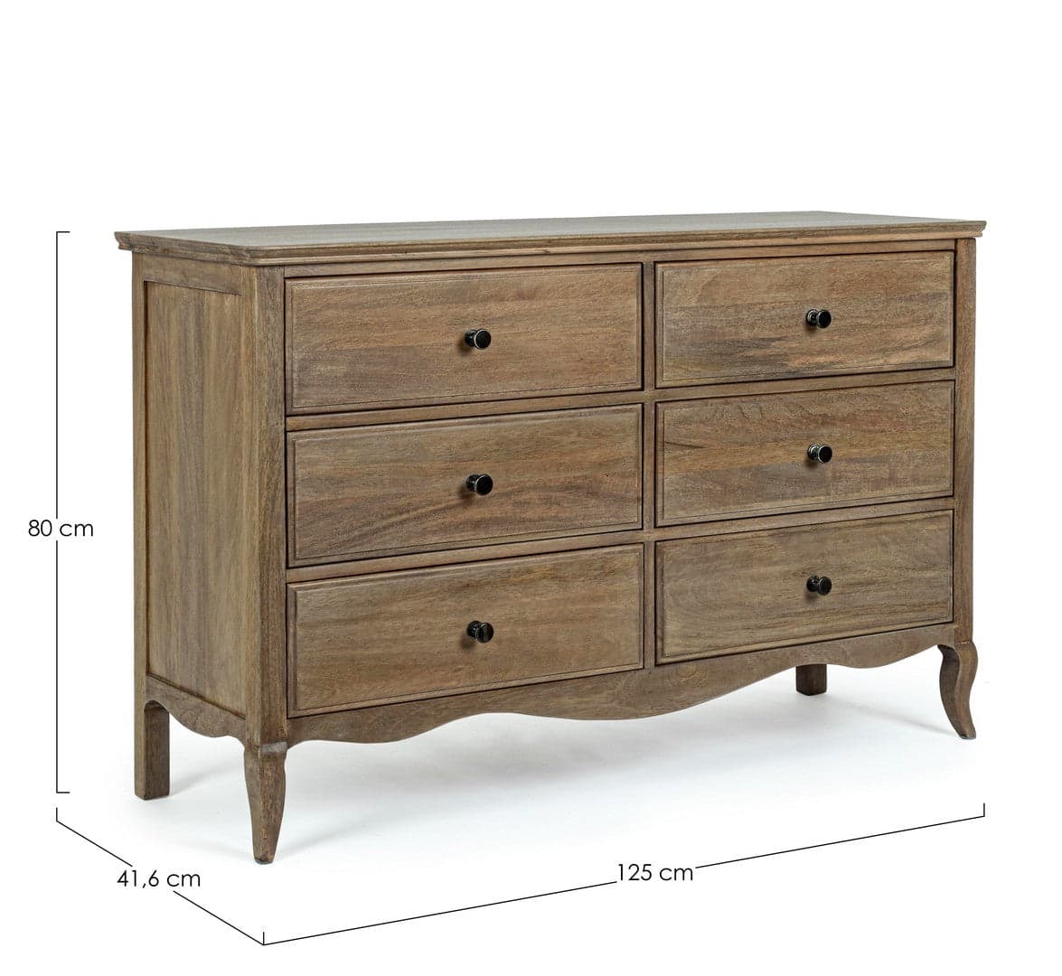 Cassettiera "Domitille" per interno, con 6 Cassetti, 132 x 48 x 86 cm in Cassettiere Decor Space - Altamura, commercioVirtuoso.it