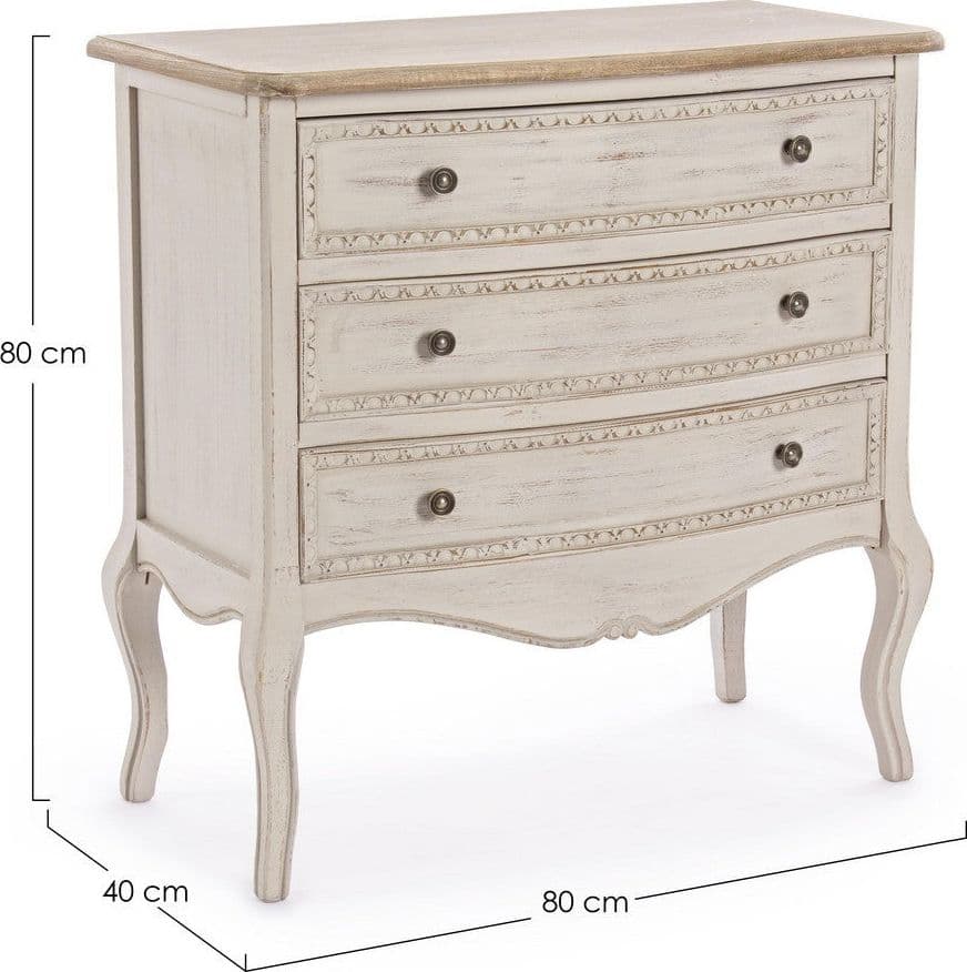 Cassettiera "Clarisse" per interno, con 3 Cassetti, 85 x 43 x 85 cm in Cassettiere Decor Space - Altamura, commercioVirtuoso.it