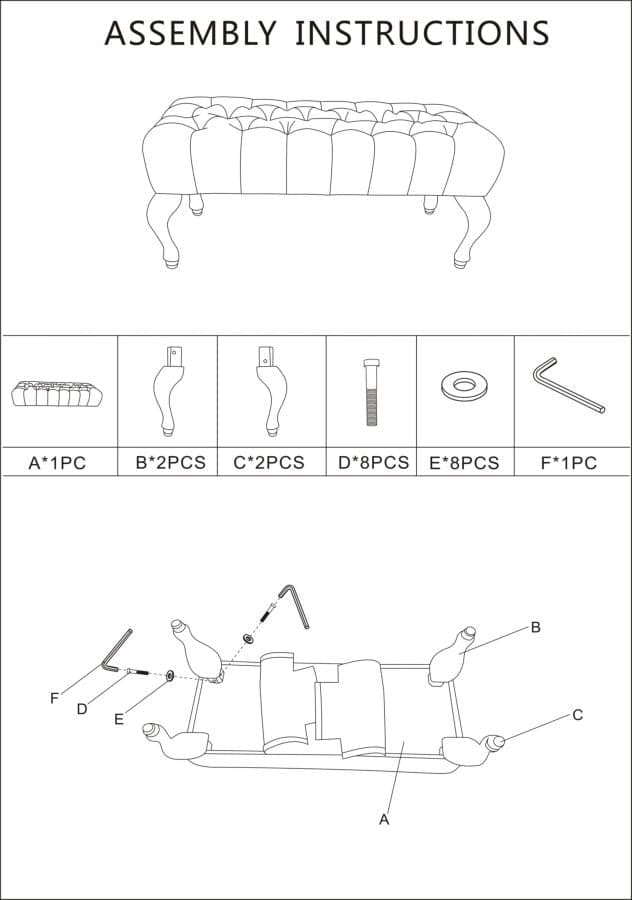 Panca "Provenza" in tessuto gambe in legno MDF per camera da letto in Panche contenitore Decor Space - Altamura, commercioVirtuoso.it