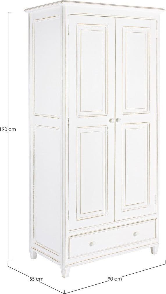 Armadio "Colette" in legno di mango, da 2 ante e 1 cassetto da 90 x 55 x 190 cm in Bauli Decor Space - Altamura, commercioVirtuoso.it