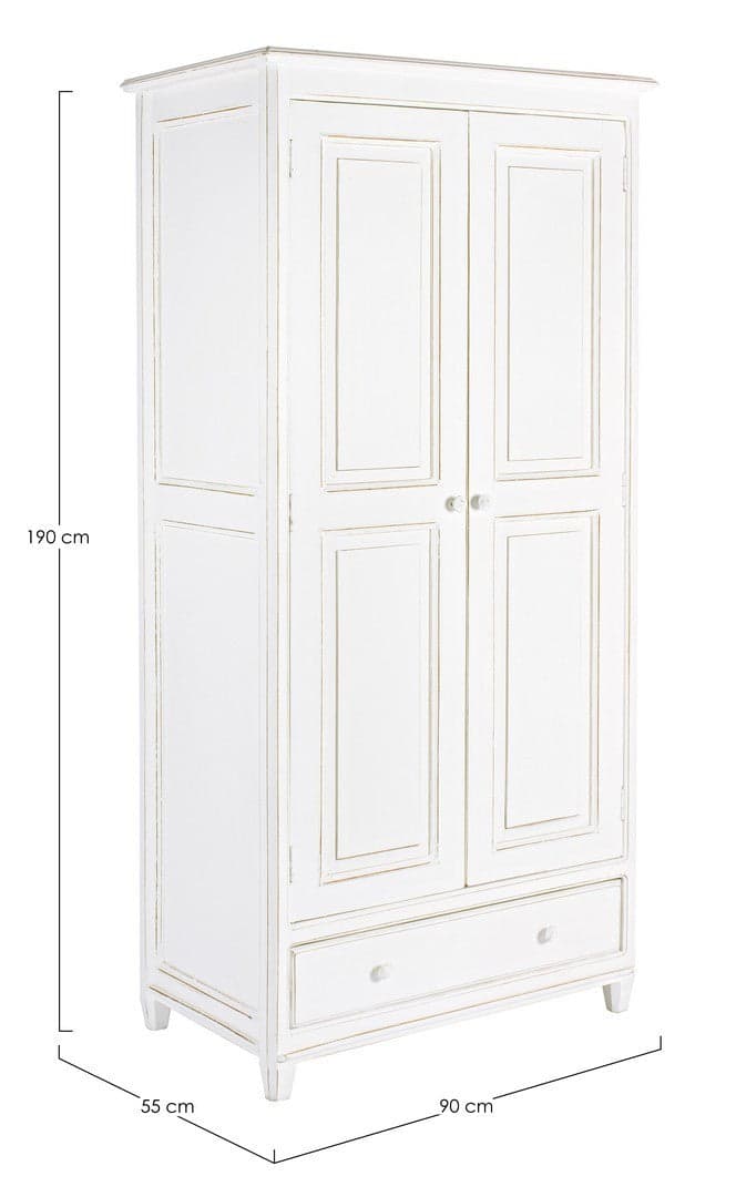 Armadio "Colette" in legno di mango, da 2 ante e 1 cassetto da 90 x 55 x 190 cm in Bauli Decor Space - Altamura, commercioVirtuoso.it