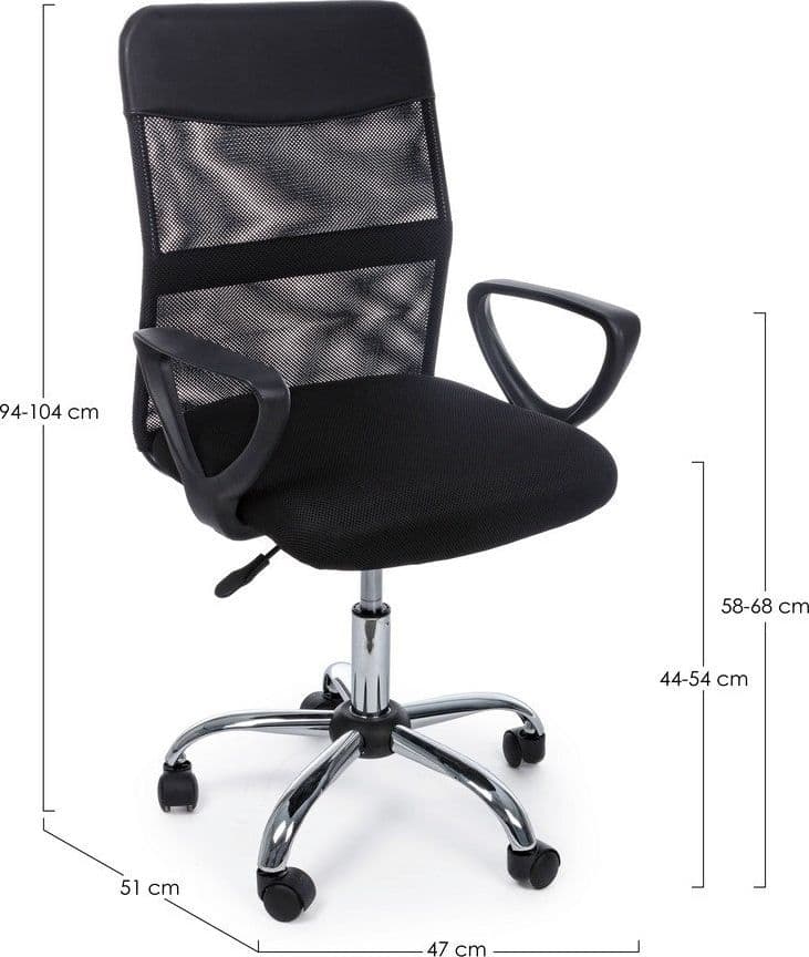 Poltrona "Nairobi" da ufficio ergonomica con braccioli, altezza regolabile, colore nero in Poltrone Decor Space - Altamura, commercioVirtuoso.it