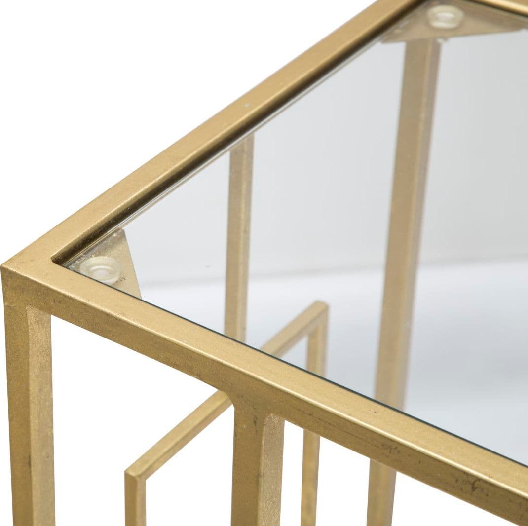 Tavolinetto da divano struttura in metallo color oro e vetro per interni in Console e tavoli da divano Decor Space - Altamura, commercioVirtuoso.it