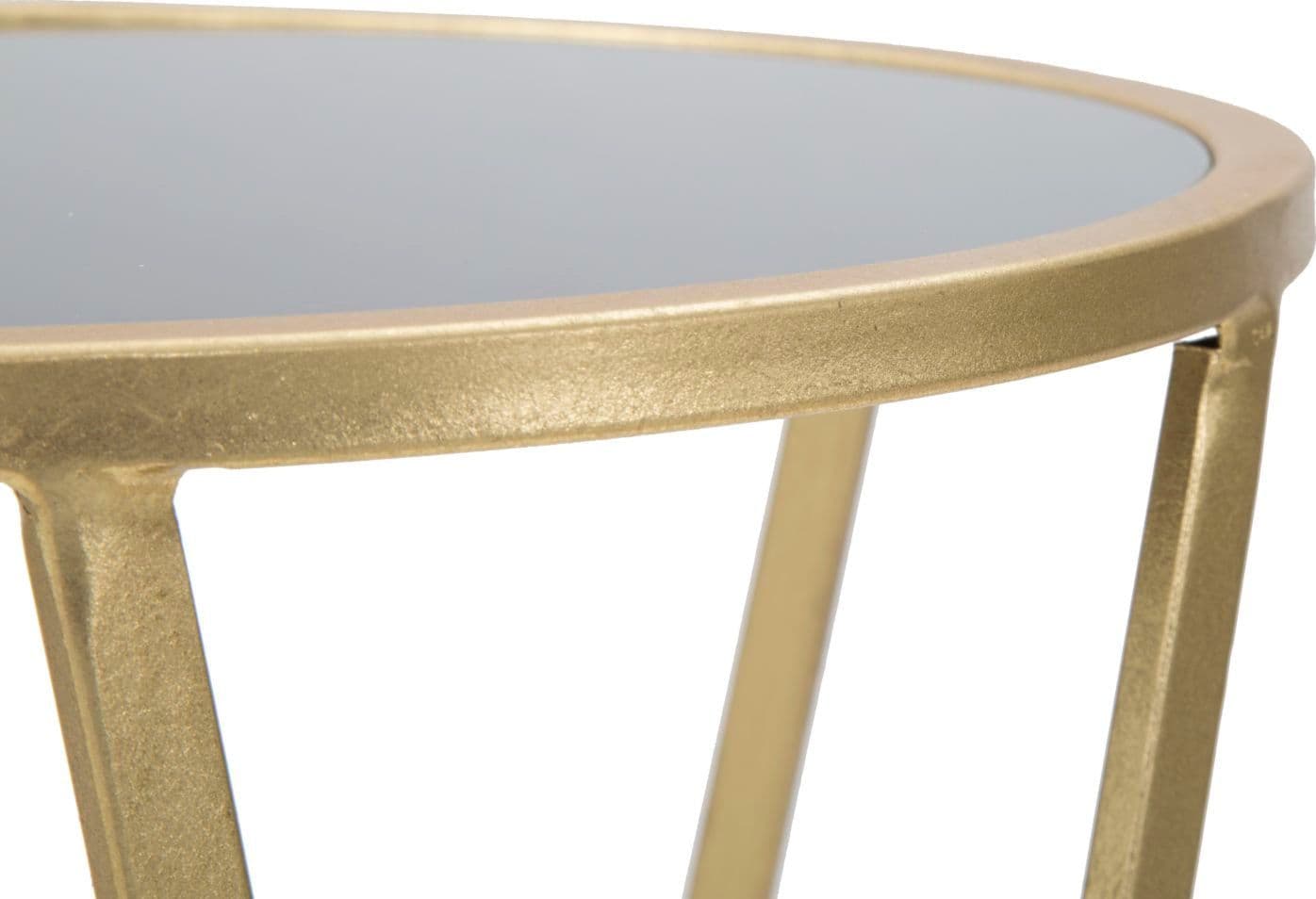 Tavolino porta telefono rotondo struttura in ferro color oro e vetro per interni in Console e tavoli da divano Decor Space - Altamura, commercioVirtuoso.it