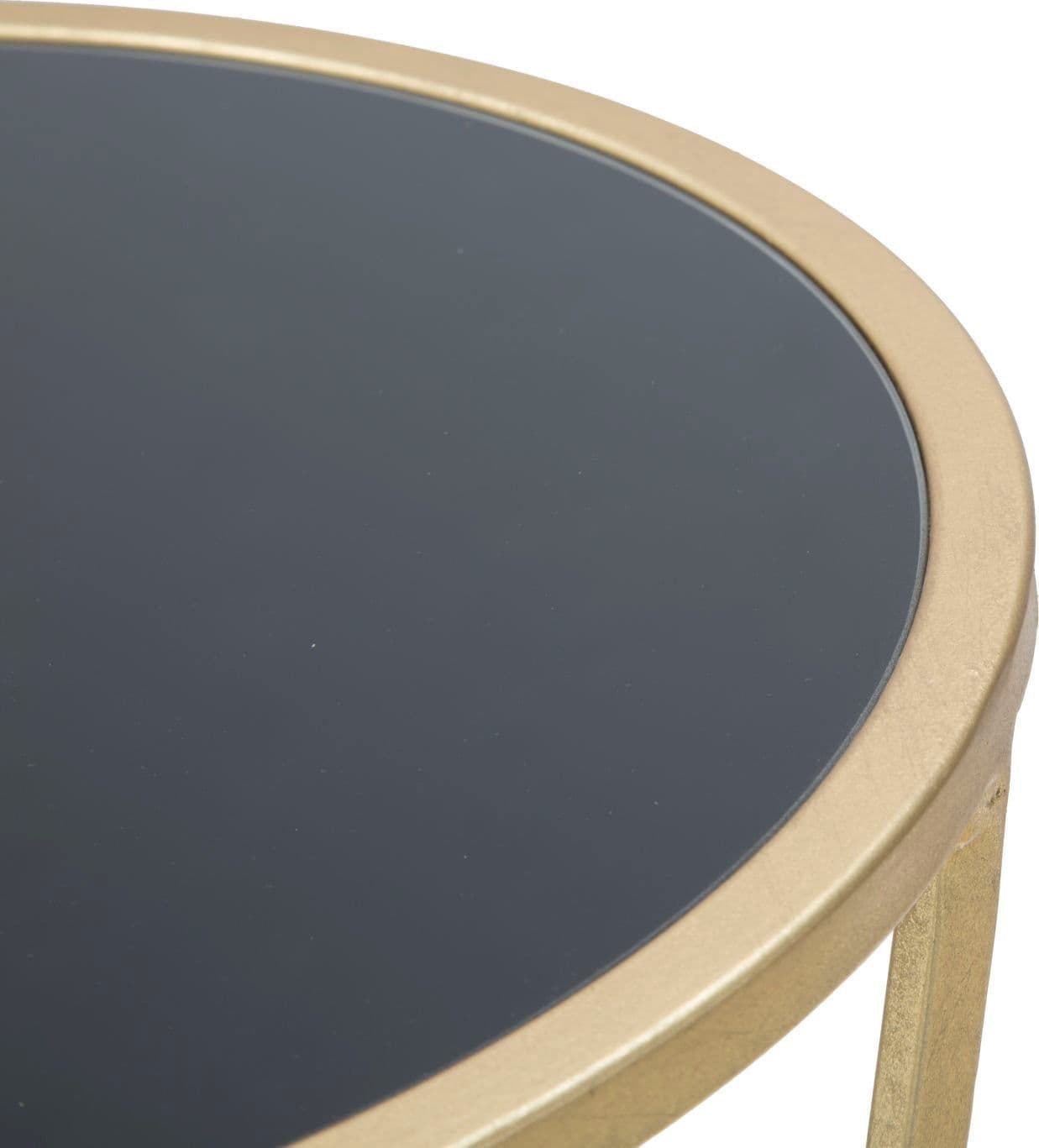 Tavolino porta telefono rotondo struttura in ferro color oro e vetro per interni in Console e tavoli da divano Decor Space - Altamura, commercioVirtuoso.it