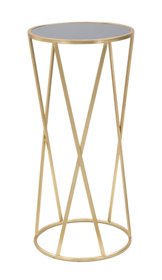 Tavolino porta telefono rotondo struttura in ferro color oro e vetro per interni in Console e tavoli da divano Decor Space - Altamura, commercioVirtuoso.it