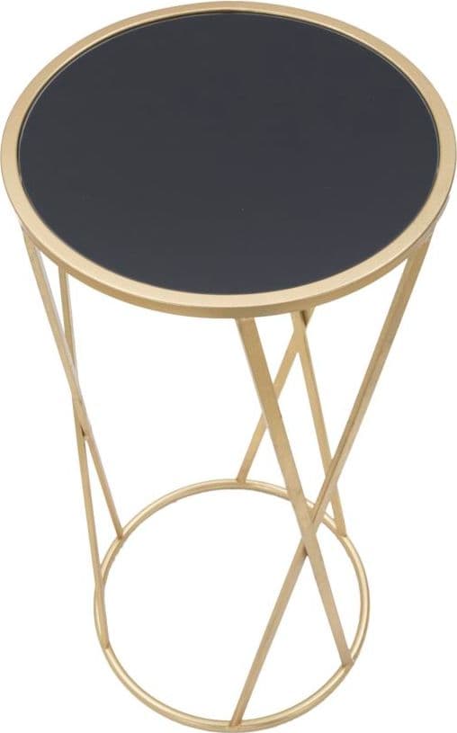 Tavolino porta telefono rotondo struttura in ferro color oro e vetro per interni in Console e tavoli da divano Decor Space - Altamura, commercioVirtuoso.it