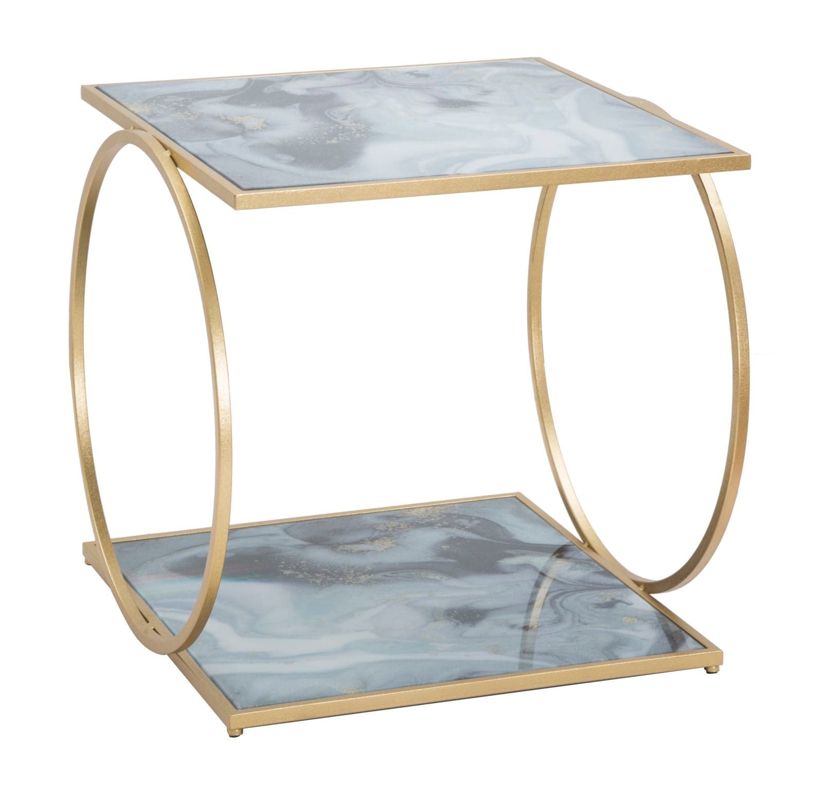 Tavolinetto struttura in metallo color oro e ripiani in vetro marmo per interni in Console e tavoli da divano Decor Space - Altamura, commercioVirtuoso.it