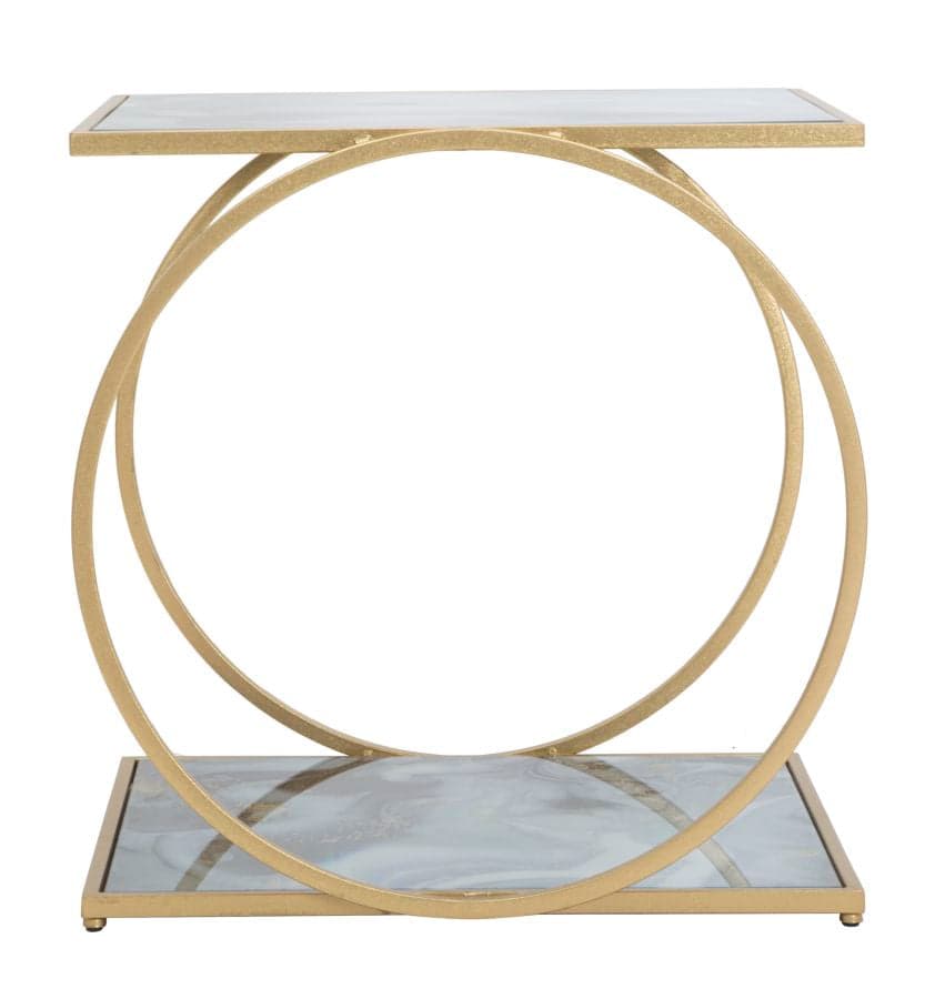 Tavolinetto struttura in metallo color oro e ripiani in vetro marmo per interni in Console e tavoli da divano Decor Space - Altamura, commercioVirtuoso.it
