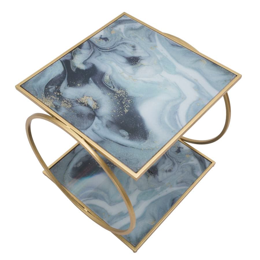 Tavolinetto struttura in metallo color oro e ripiani in vetro marmo per interni in Console e tavoli da divano Decor Space - Altamura, commercioVirtuoso.it