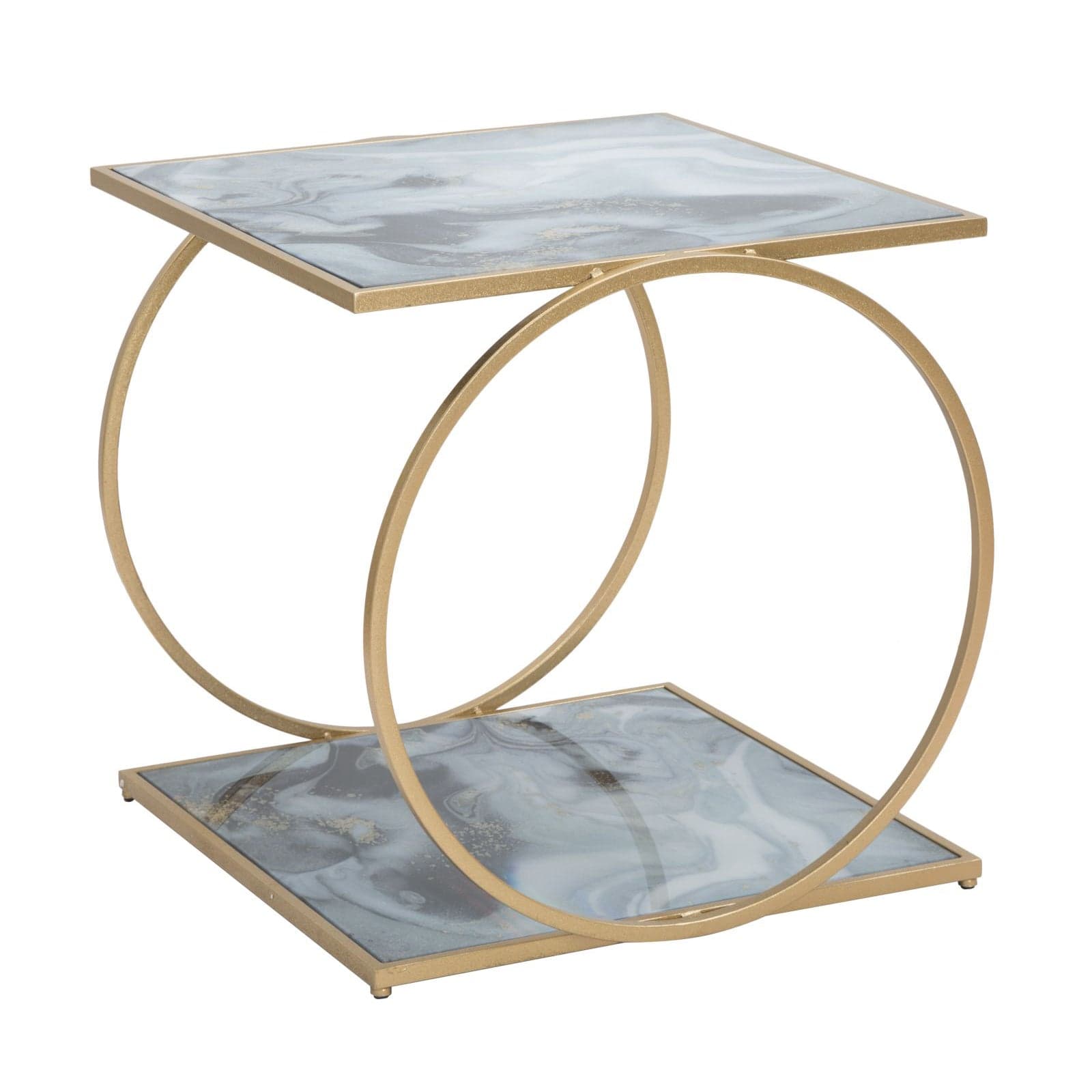 Tavolinetto struttura in metallo color oro e ripiani in vetro marmo per interni in Console e tavoli da divano Decor Space - Altamura, commercioVirtuoso.it