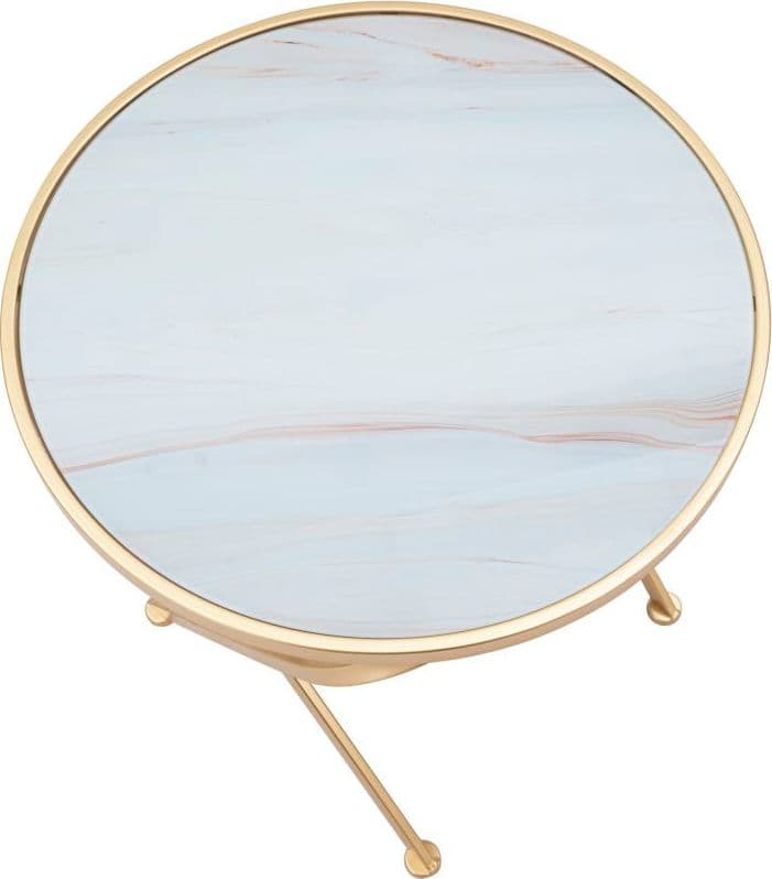 Tavolinetto tondo struttura in metallo color oro ripiano in vetro per interni in Console e tavoli da divano Decor Space - Altamura, commercioVirtuoso.it