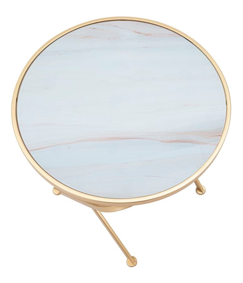 Tavolinetto tondo struttura in metallo color oro ripiano in vetro per interni in Console e tavoli da divano Decor Space - Altamura, commercioVirtuoso.it