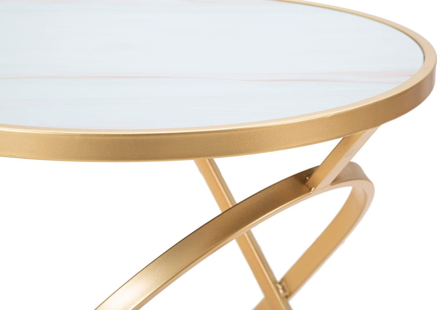 Tavolinetto tondo struttura in metallo color oro ripiano in vetro per interni in Console e tavoli da divano Decor Space - Altamura, commercioVirtuoso.it