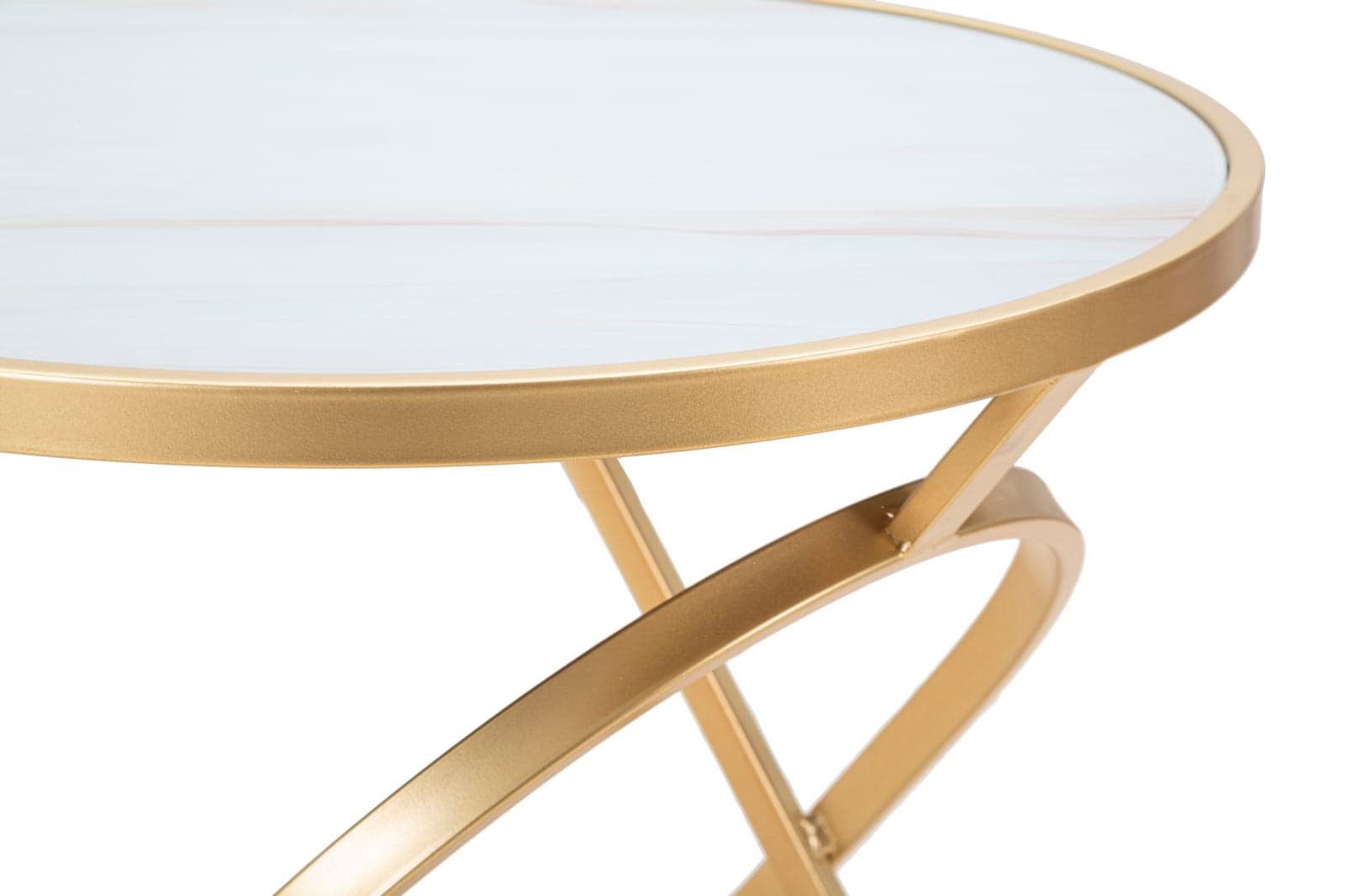 Tavolinetto tondo struttura in metallo color oro ripiano in vetro per interni in Console e tavoli da divano Decor Space - Altamura, commercioVirtuoso.it