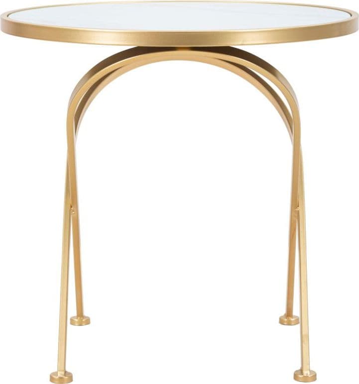 Tavolinetto tondo struttura in metallo color oro ripiano in vetro per interni in Console e tavoli da divano Decor Space - Altamura, commercioVirtuoso.it