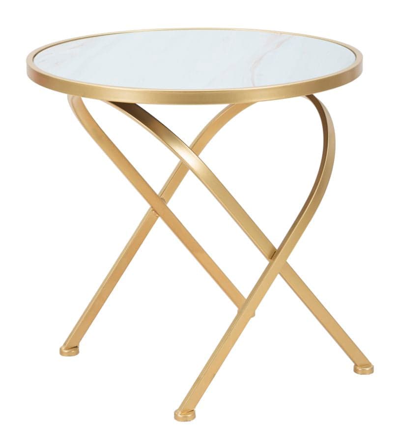 Tavolinetto tondo struttura in metallo color oro ripiano in vetro per interni in Console e tavoli da divano Decor Space - Altamura, commercioVirtuoso.it
