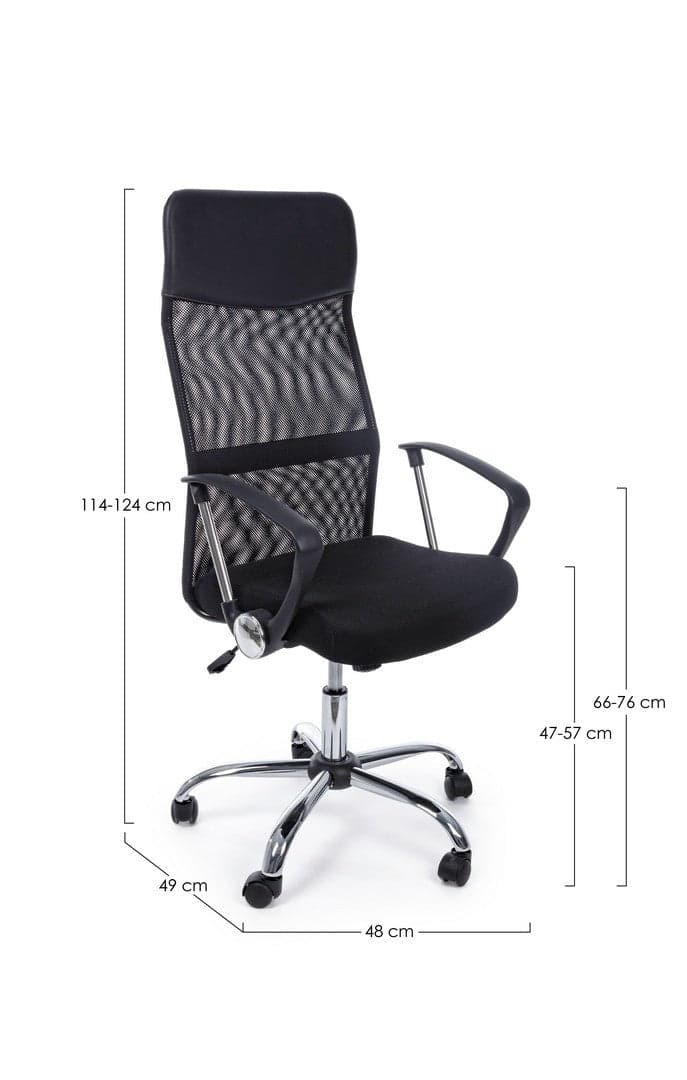 Sedia "Dakar" da ufficio ergonomica con braccioli in acciaio cromato, altezza regolabile in Poltrone Decor Space - Altamura, commercioVirtuoso.it