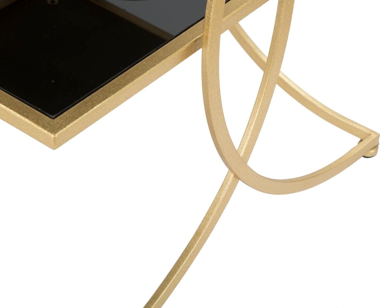 Tavolinetto struttura in metallo doppio ripiano in vetro nero per interni in Console e tavoli da divano Decor Space - Altamura, commercioVirtuoso.it