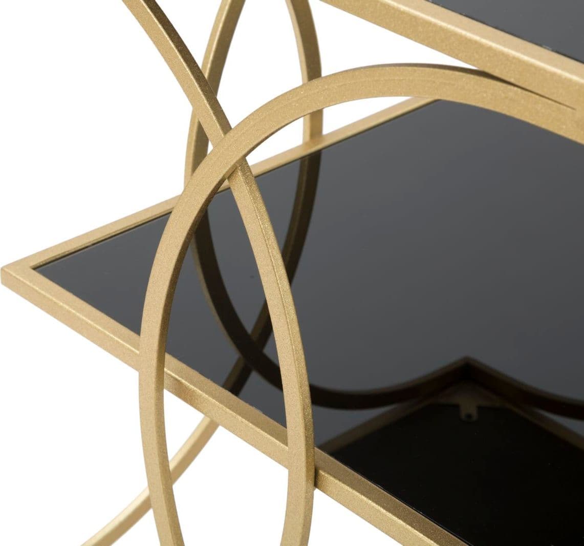 Tavolinetto struttura in metallo doppio ripiano in vetro nero per interni in Console e tavoli da divano Decor Space - Altamura, commercioVirtuoso.it