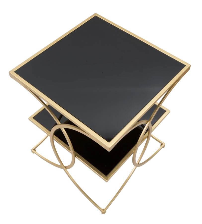 Tavolinetto struttura in metallo doppio ripiano in vetro nero per interni in Console e tavoli da divano Decor Space - Altamura, commercioVirtuoso.it