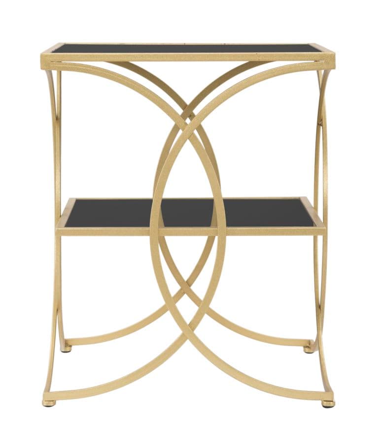 Tavolinetto struttura in metallo doppio ripiano in vetro nero per interni in Console e tavoli da divano Decor Space - Altamura, commercioVirtuoso.it