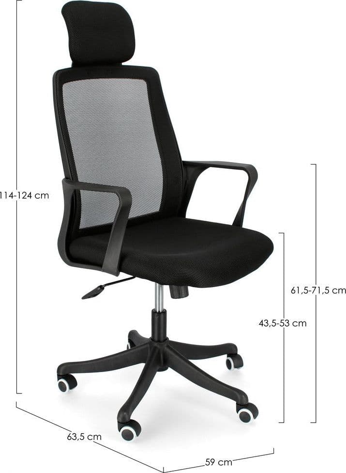 Poltrona "Laurent" da ufficio ergonomica, con braccioli, poggiatesta e ruote in Poltrone Decor Space - Altamura, commercioVirtuoso.it