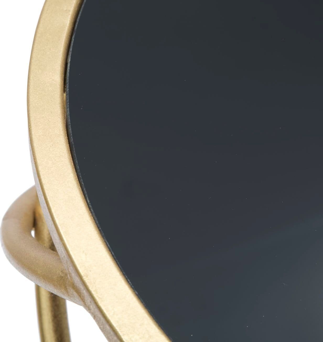 Tavolino porta telefono ring rotondo struttura in ferro color oro e vetro per interni in Console e tavoli da divano Decor Space - Altamura, commercioVirtuoso.it