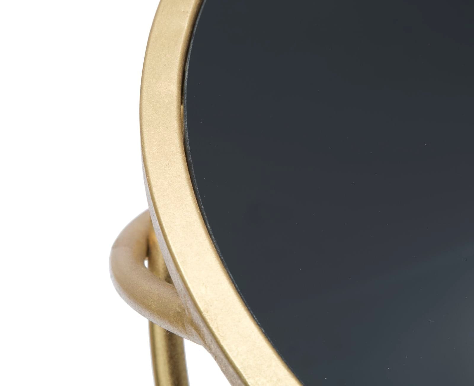 Tavolino porta telefono ring rotondo struttura in ferro color oro e vetro per interni in Console e tavoli da divano Decor Space - Altamura, commercioVirtuoso.it