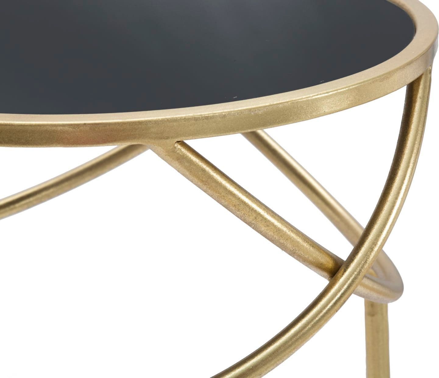 Tavolino porta telefono ring rotondo struttura in ferro color oro e vetro per interni in Console e tavoli da divano Decor Space - Altamura, commercioVirtuoso.it