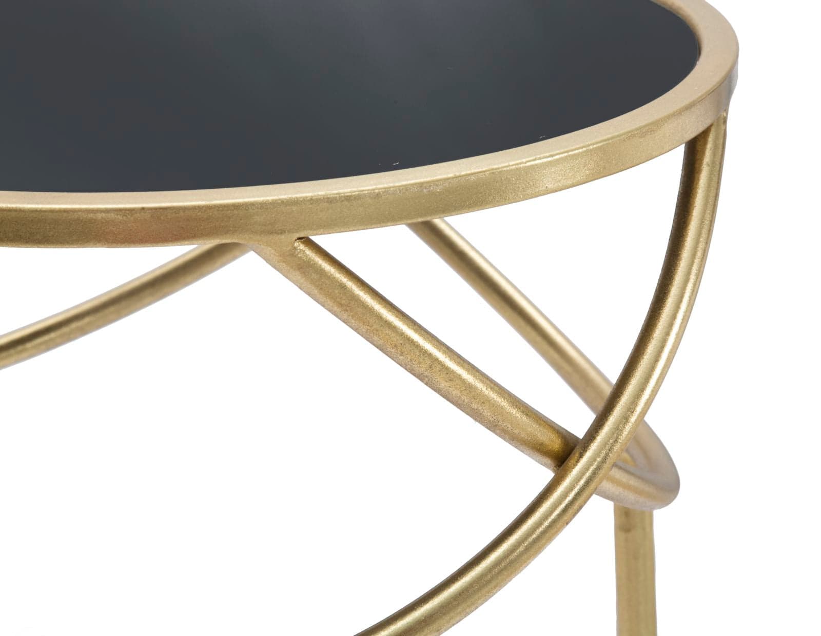 Tavolino porta telefono ring rotondo struttura in ferro color oro e vetro per interni in Console e tavoli da divano Decor Space - Altamura, commercioVirtuoso.it