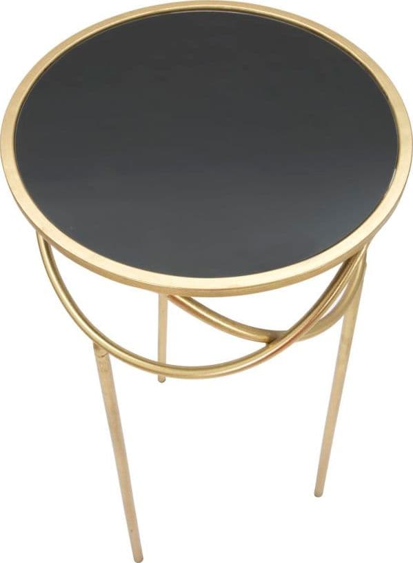 Tavolino porta telefono ring rotondo struttura in ferro color oro e vetro per interni in Console e tavoli da divano Decor Space - Altamura, commercioVirtuoso.it