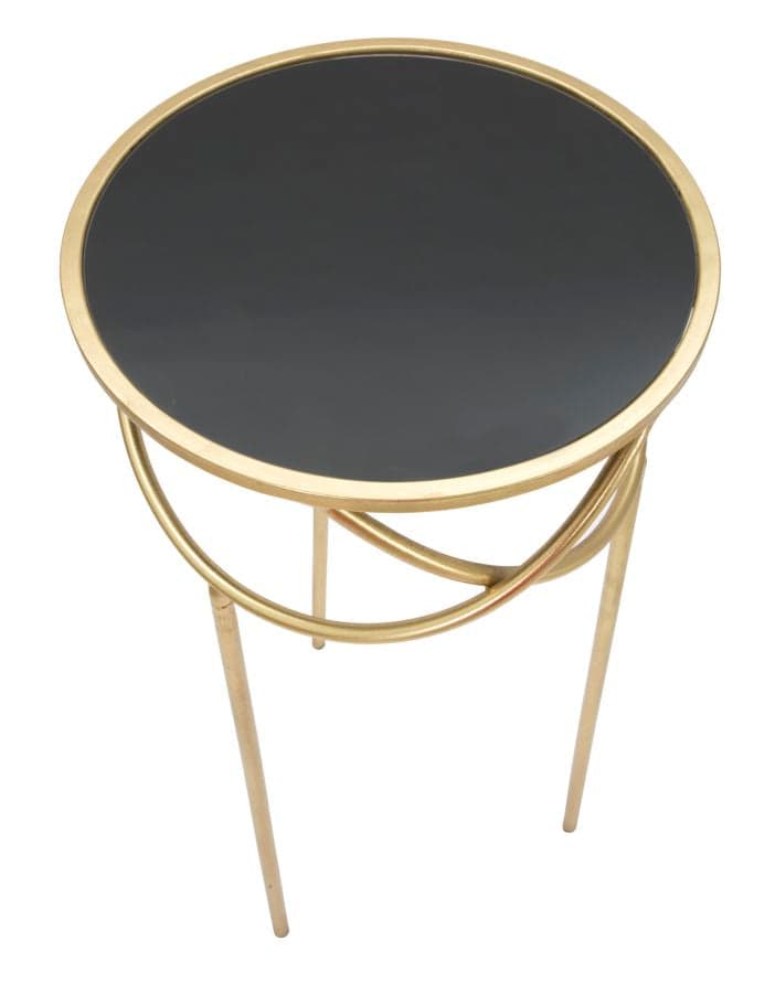 Tavolino porta telefono ring rotondo struttura in ferro color oro e vetro per interni in Console e tavoli da divano Decor Space - Altamura, commercioVirtuoso.it