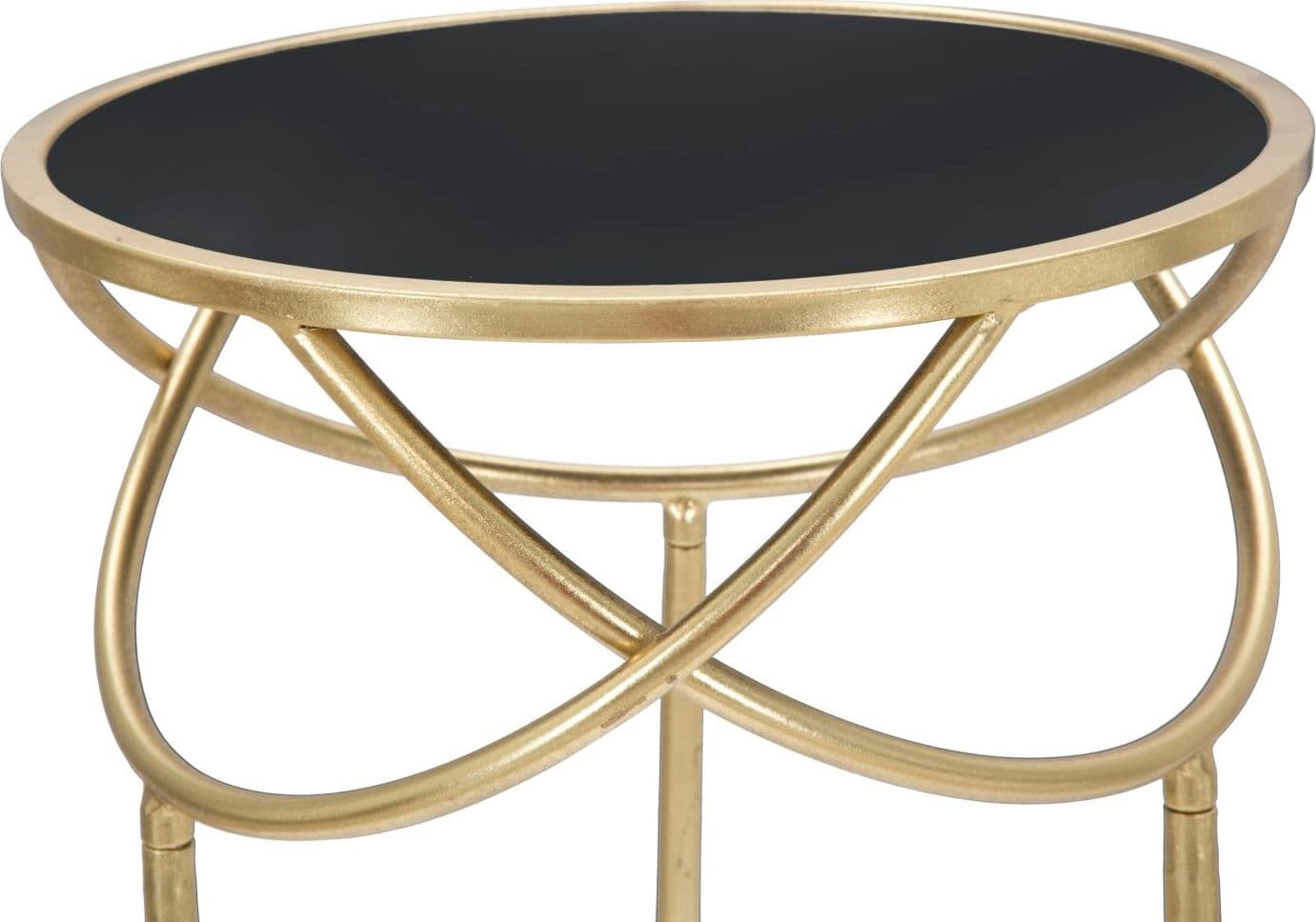 Tavolino porta telefono ring rotondo struttura in ferro color oro e vetro per interni in Console e tavoli da divano Decor Space - Altamura, commercioVirtuoso.it