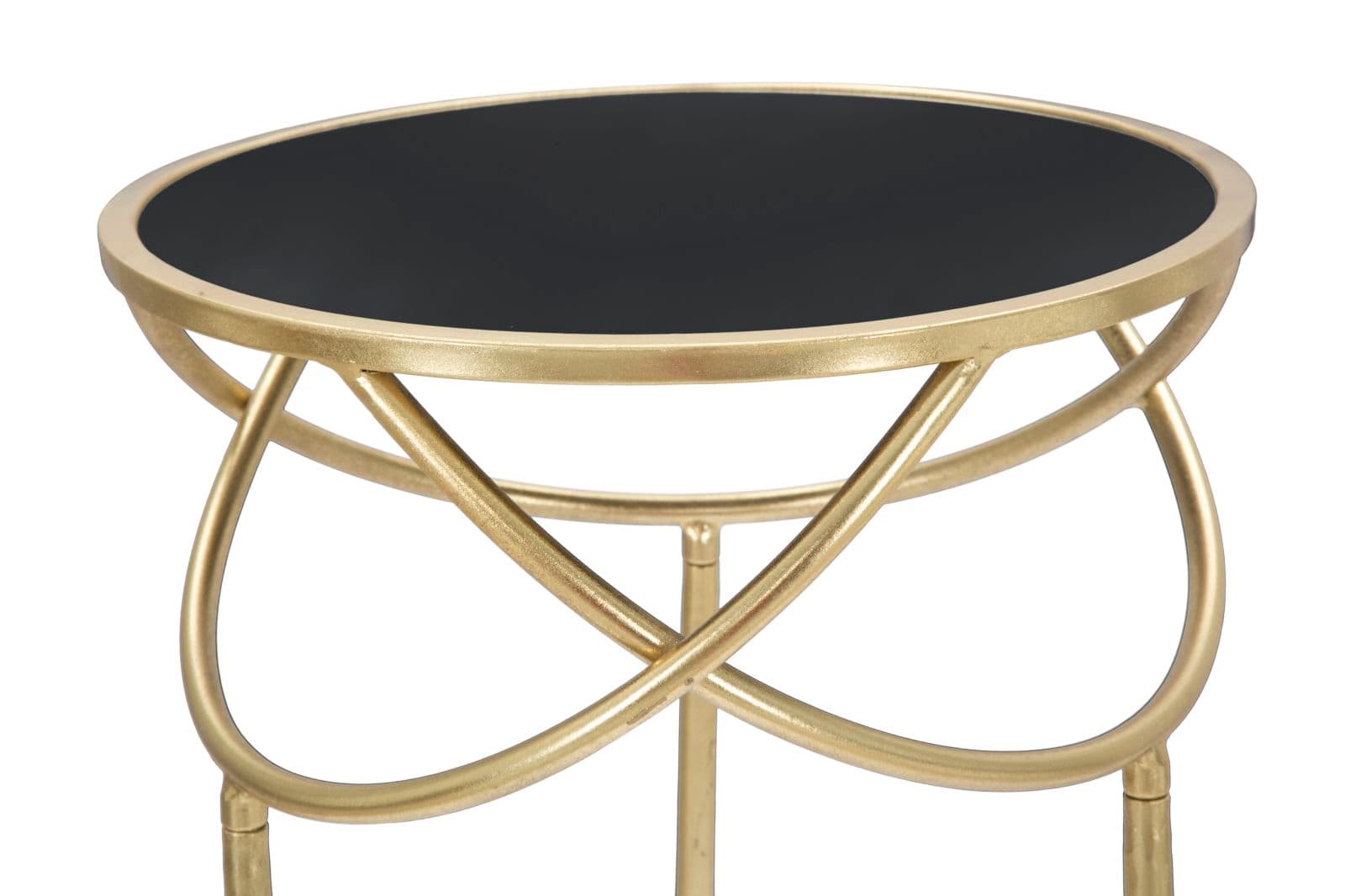 Tavolino porta telefono ring rotondo struttura in ferro color oro e vetro per interni in Console e tavoli da divano Decor Space - Altamura, commercioVirtuoso.it
