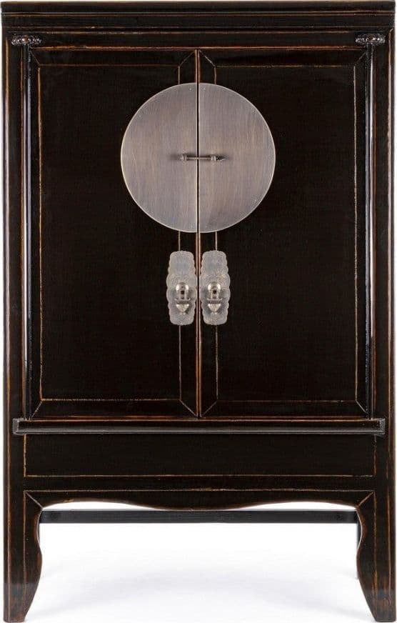 Armadio con ripiani Jinan nero, con struttura in legno di olmo, 108 x 48 x 174 cm in Bauli Decor Space - Altamura, commercioVirtuoso.it