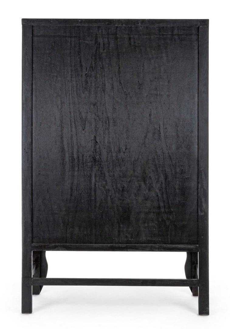 Armadio con ripiani Jinan nero, con struttura in legno di olmo, 108 x 48 x 174 cm in Bauli Decor Space - Altamura, commercioVirtuoso.it