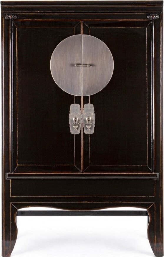 Armadio-con-ripiani-Jinan-nero,-con-struttura-in-legno-di-olmo,-108-x-48-x-174-cm