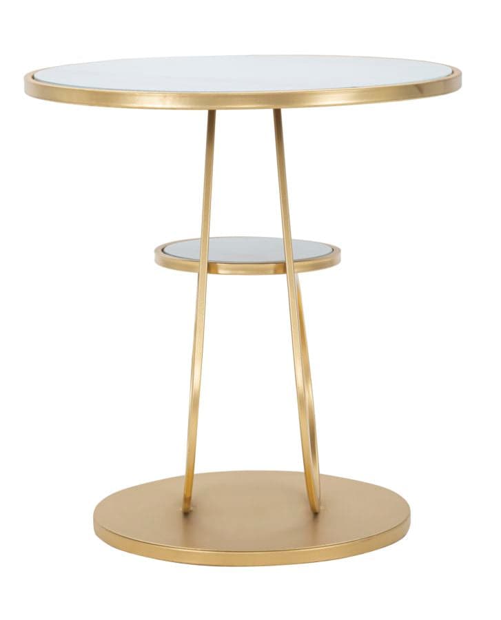 Tavolinetto double "Ring" tondo in metallo color oro ripiano in vetro per interni in Console e tavoli da divano Decor Space - Altamura, commercioVirtuoso.it