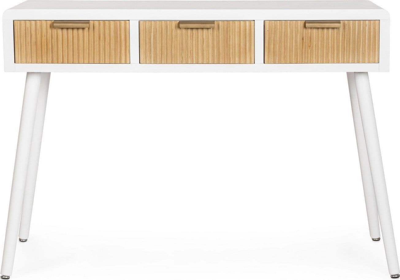 Consolle "Charley" con struttura in mdf, colore bianco-naturale, 110 x 40 x 78h cm in Credenze Decor Space - Altamura, commercioVirtuoso.it