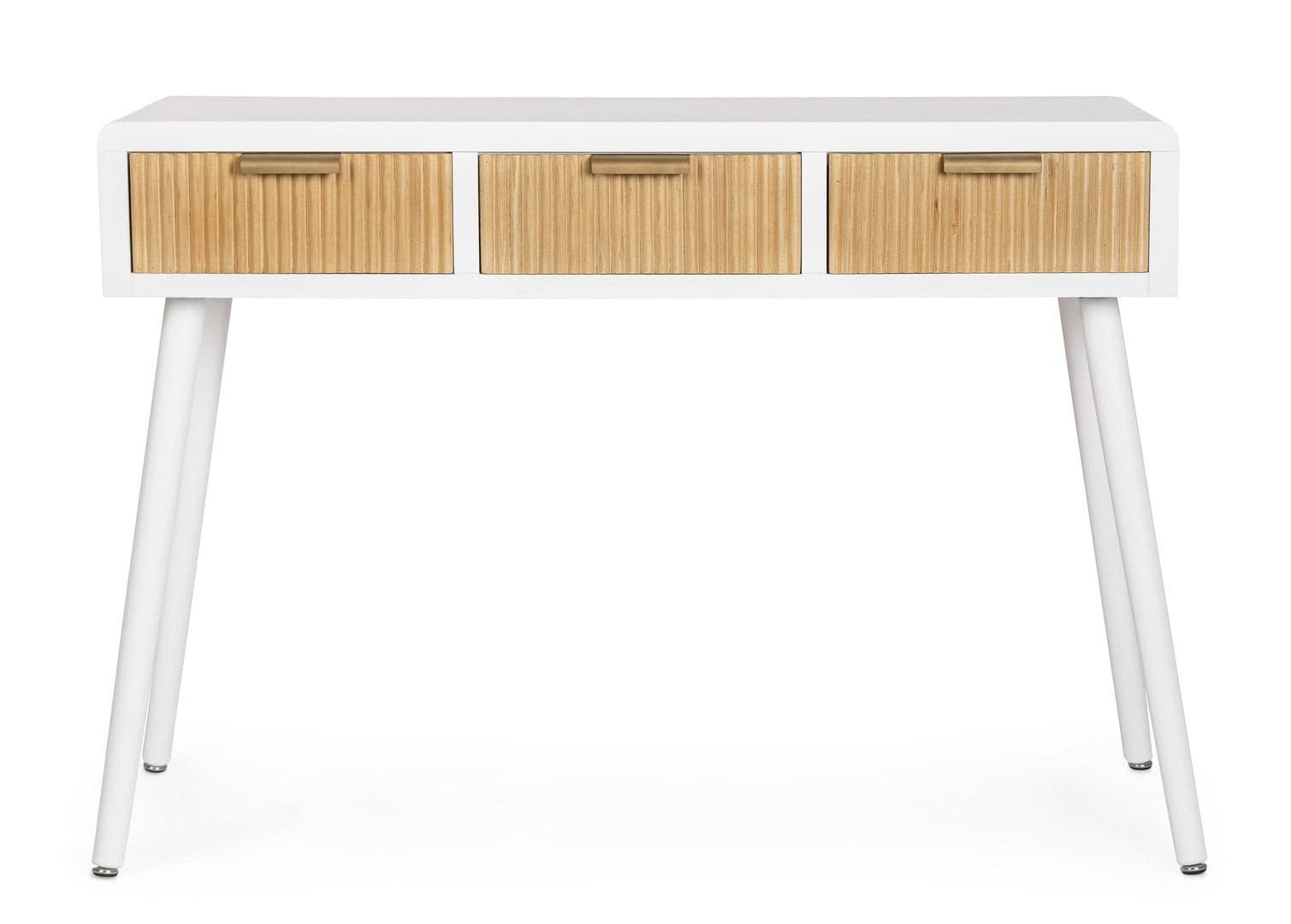 Consolle "Charley" con struttura in mdf, colore bianco-naturale, 110 x 40 x 78h cm in Credenze Decor Space - Altamura, commercioVirtuoso.it