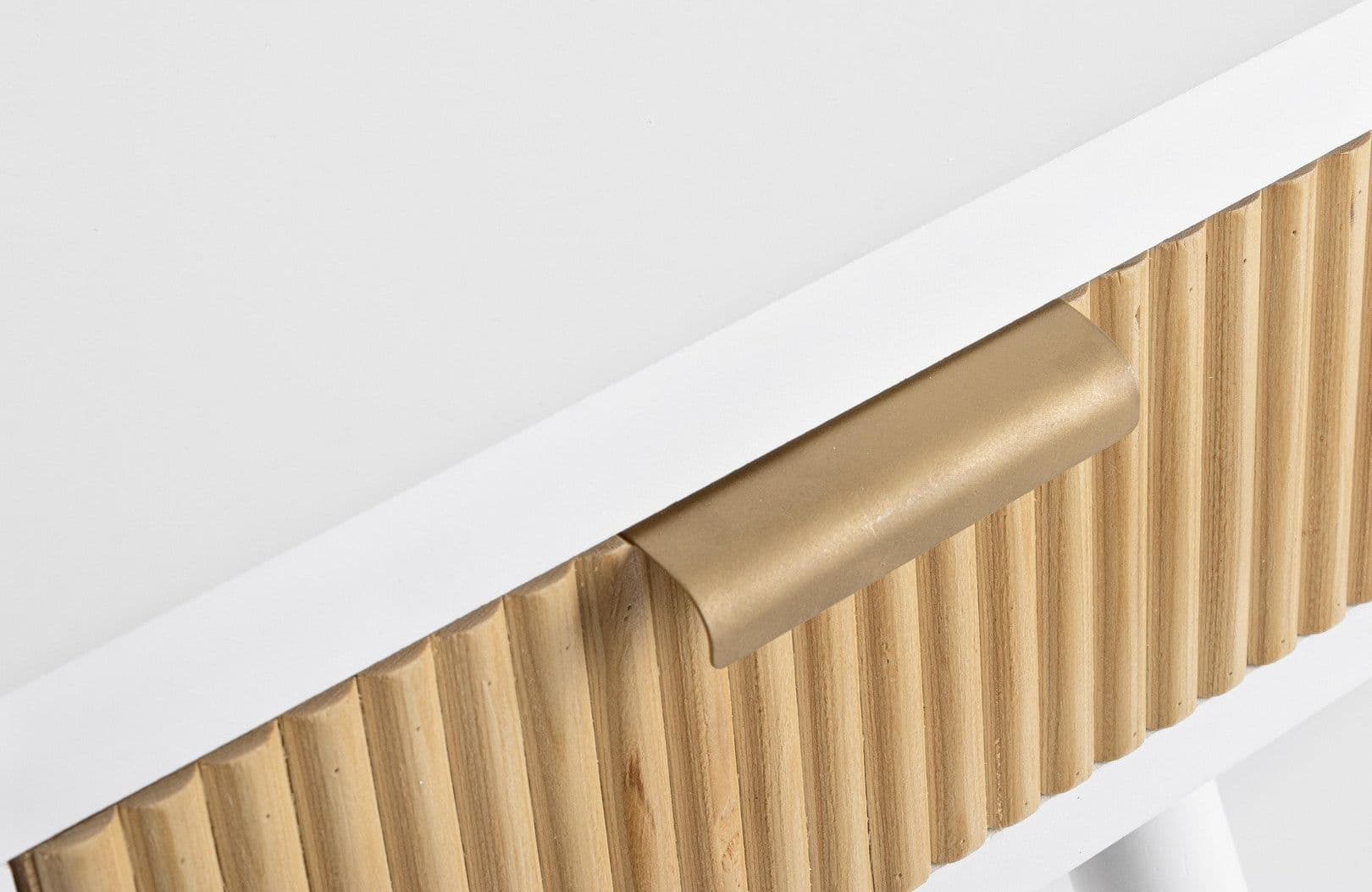Consolle "Charley" con struttura in mdf, colore bianco-naturale, 110 x 40 x 78h cm in Credenze Decor Space - Altamura, commercioVirtuoso.it