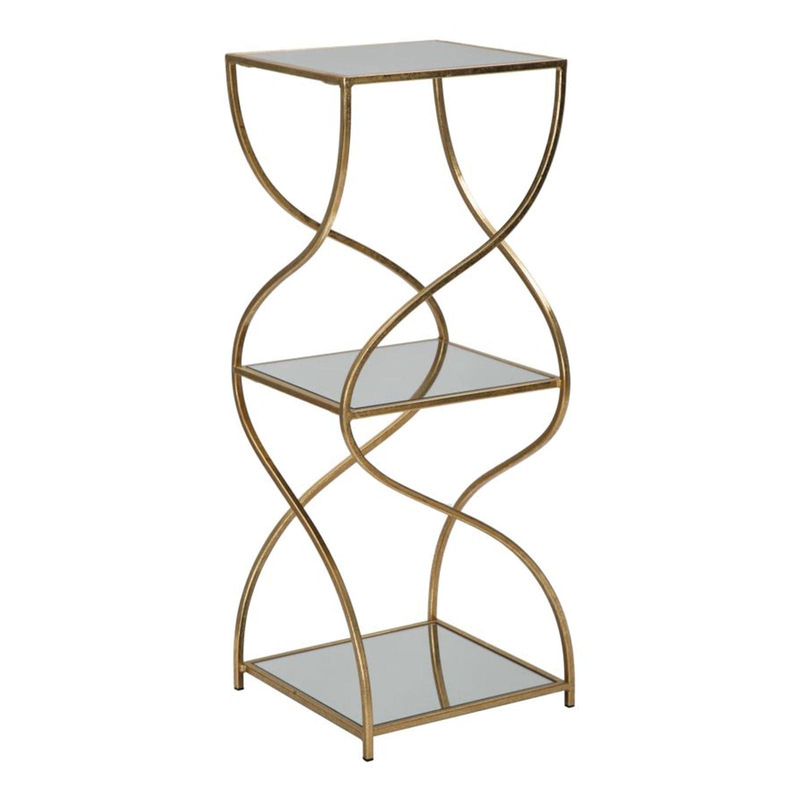 Tavolinetto porta telefono con 3 ripiani in metallo color oro e vetro per interni in Console e tavoli da divano Decor Space - Altamura, commercioVirtuoso.it