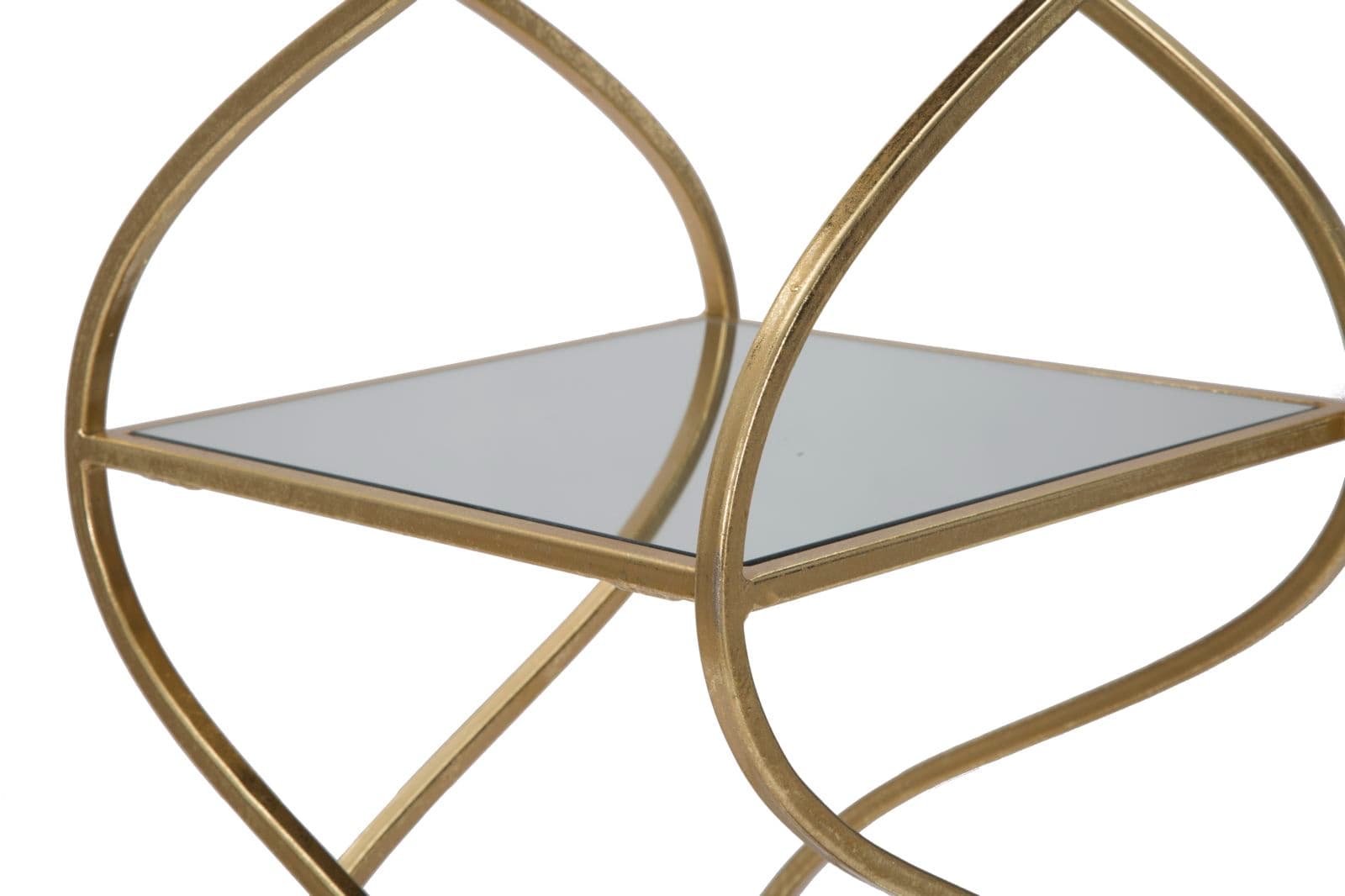 Tavolinetto porta telefono con 3 ripiani in metallo color oro e vetro per interni in Console e tavoli da divano Decor Space - Altamura, commercioVirtuoso.it