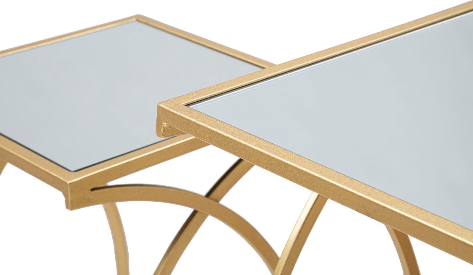 Tavolinetto porta telefono struttura in ferro color oro e vetro per interni set da 2 in Console e tavoli da divano Decor Space - Altamura, commercioVirtuoso.it