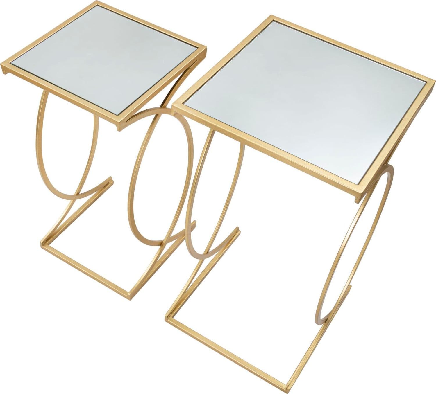 Tavolinetto porta telefono struttura in ferro color oro e vetro per interni set da 2 in Console e tavoli da divano Decor Space - Altamura, commercioVirtuoso.it