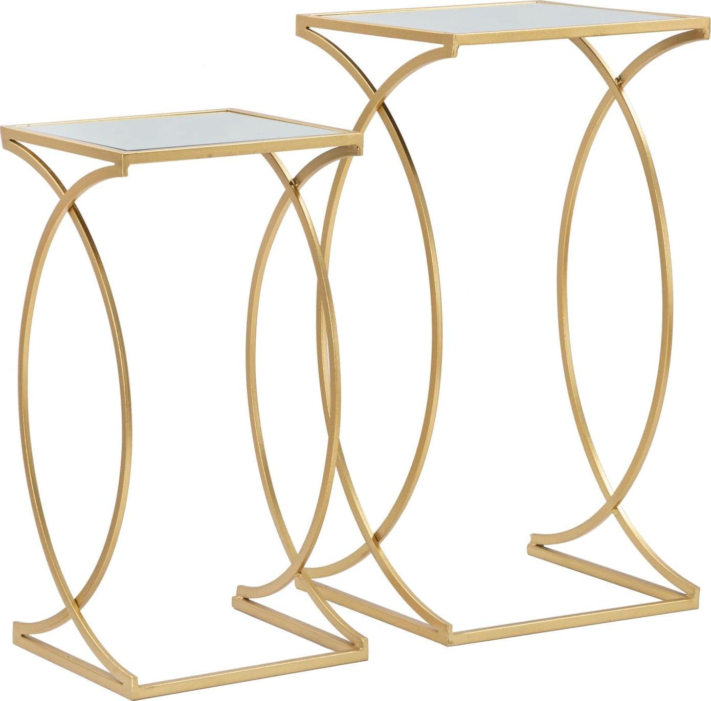 Tavolinetto porta telefono struttura in ferro color oro e vetro per interni set da 2 in Console e tavoli da divano Decor Space - Altamura, commercioVirtuoso.it